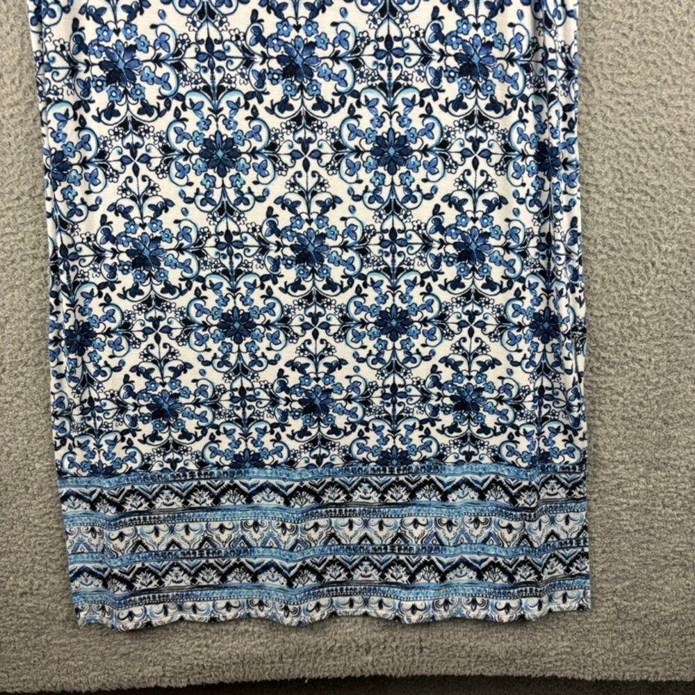 J Jill Dress Medium Beach Coastal Jersey Knit Midi Tile Print Stretch Comfort - Picture 12 of 13